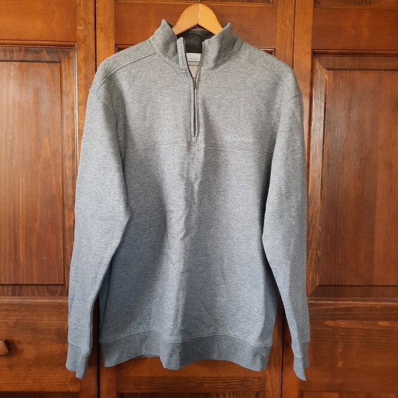 Columbia Hart Mountain II Quarter-Zip Pullover Charcoal Heather Sweatshirt - Picture 1 of 12